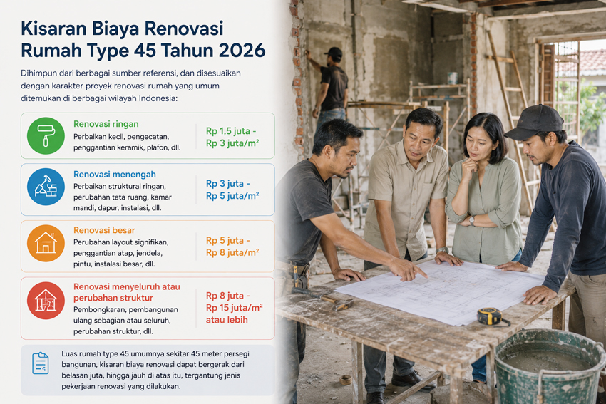 Biaya Renovasi Rumah Type 45 Tahun 2026