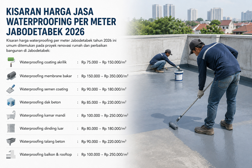 Daftar Harga Jasa Waterproofing per Meter Jabodetabek