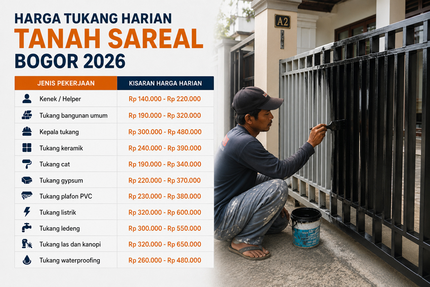 Harga Jasa Tukang Harian di Tanah Sareal Bogor 2026