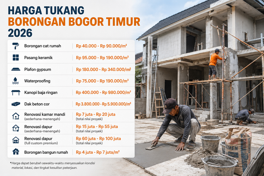 Harga Tukang Borongan Bogor Timur 2026