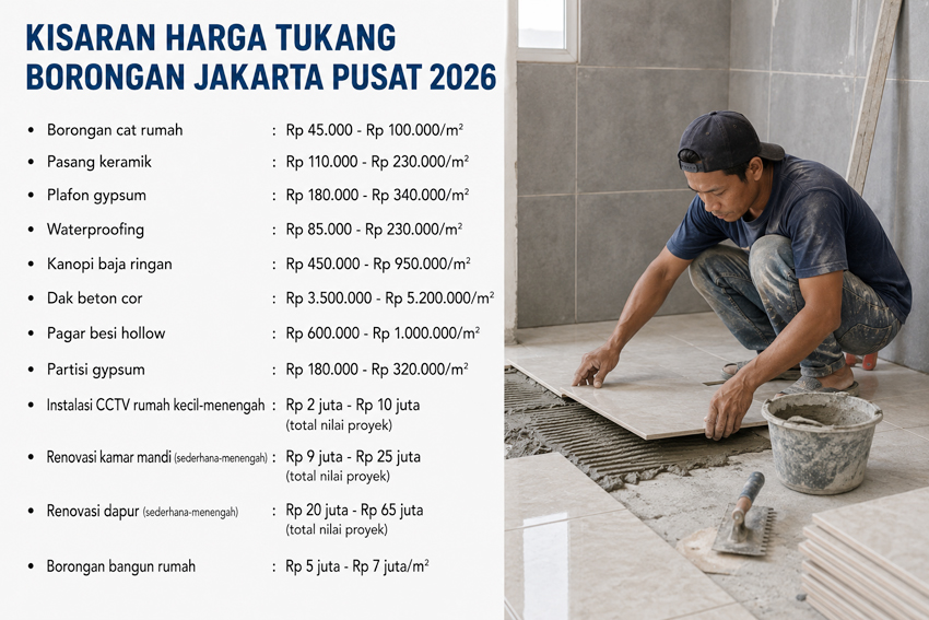 Harga Tukang Borongan Jakarta Pusat 2026