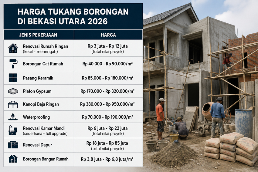 Harga Tukang Borongan di Bekasi Utara 2026