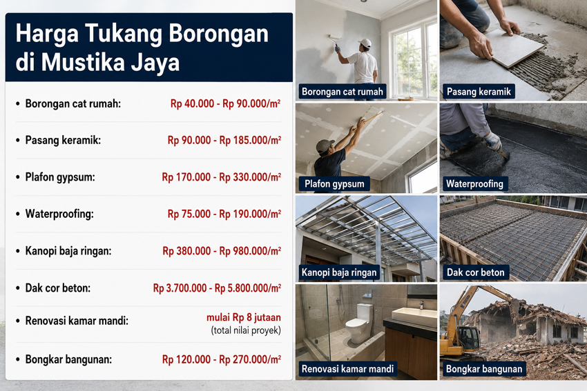 Harga Tukang Borongan di Mustika Jaya