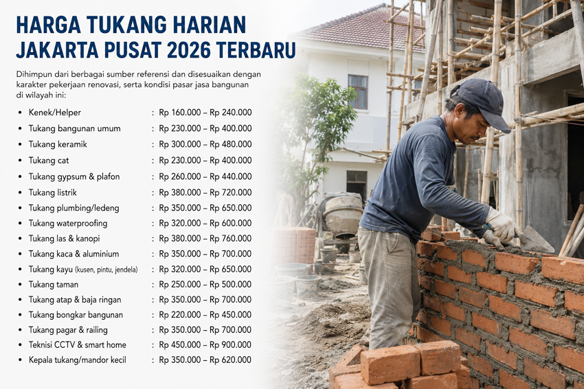 Harga Tukang Harian Jakarta Pusat 2026 Terbaru