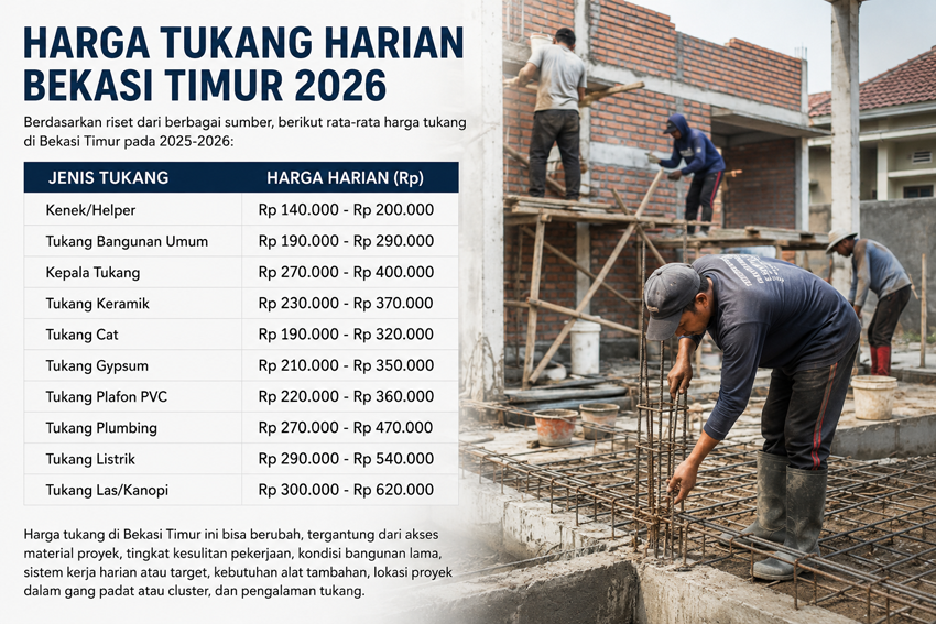 Harga Tukang Harian di Bekasi Timur 2026