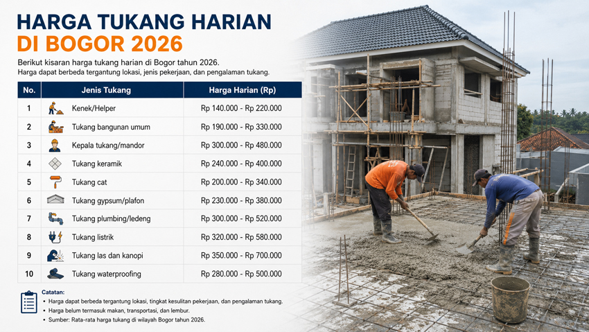 Harga Tukang Harian di Bogor 2026