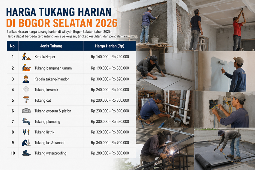 Harga Tukang Harian di Bogor Selatan 2026