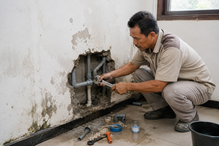 Tembok Lembap Pakai Apa? 4 Jika Karena Kerusakan Pipa