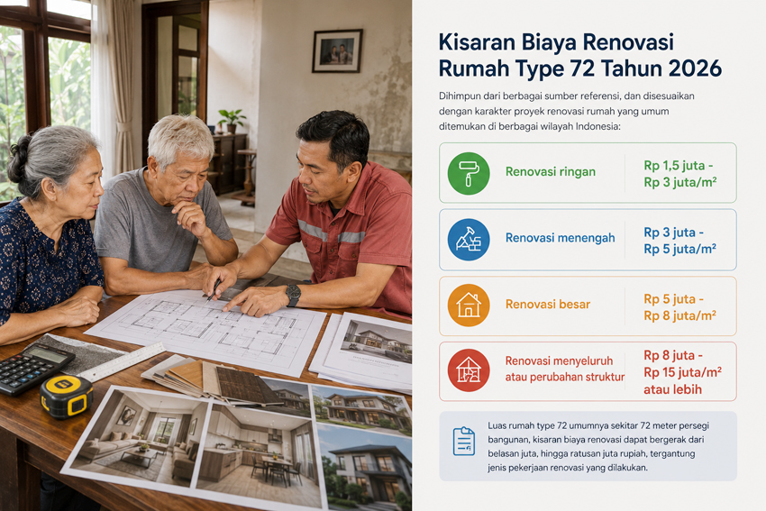 Kisaran Biaya Renovasi Rumah Type 72 Tahun 2026