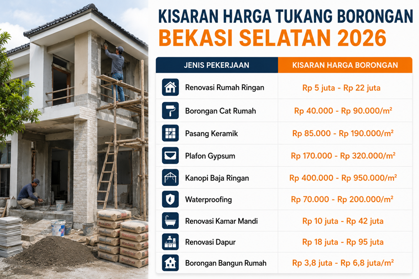 Kisaran Harga Tukang Borongan di Bekasi Selatan 2026