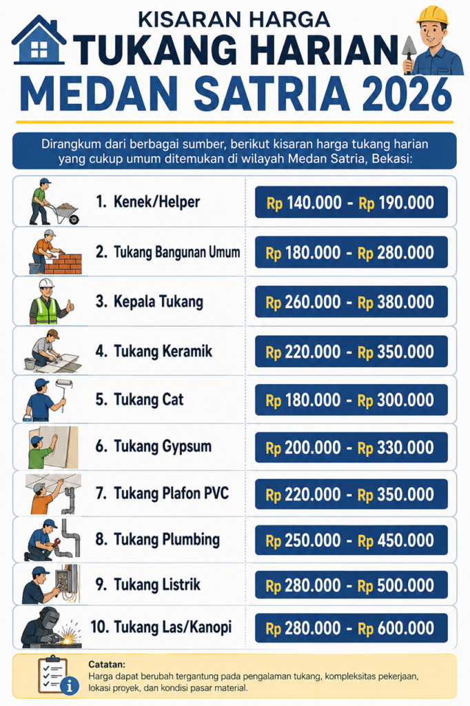 Kisaran Harga Tukang Harian Medan Satria 2026 1
