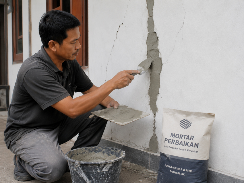 Mortar Perbaikan untuk pengisian kembali area retak yang dibongkar