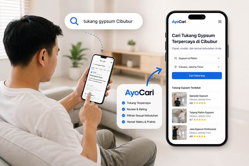 Orang Mulai Mencari Tukang Gypsum via Online AyoCari adalah solusi tepat