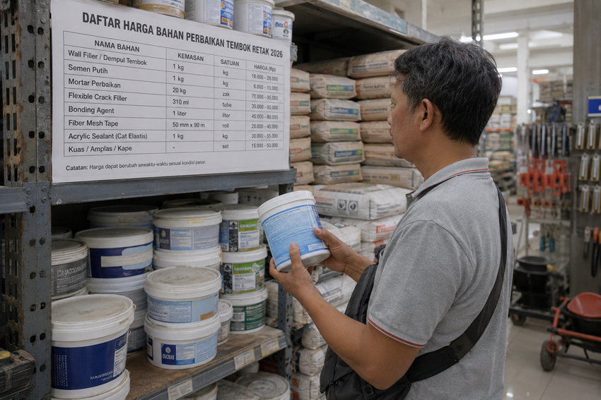 Pembelian Bahan Sesuai Jenis Retak Tembok