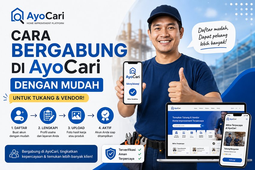 cara bergabung di ayocari dengan mudah untuk tukang dan vendor