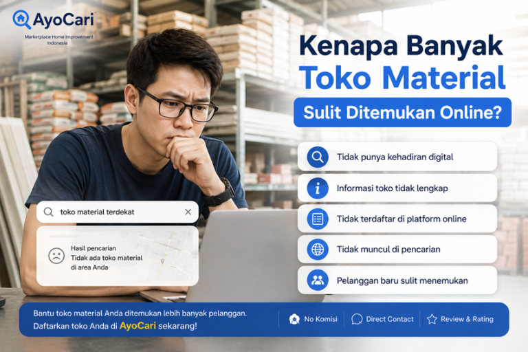 cara toko material bangunan ditemukan online