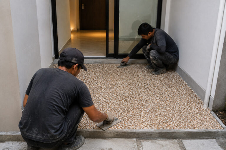 jasa pasang pebble floor
