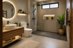 pebble floor kamar mandi