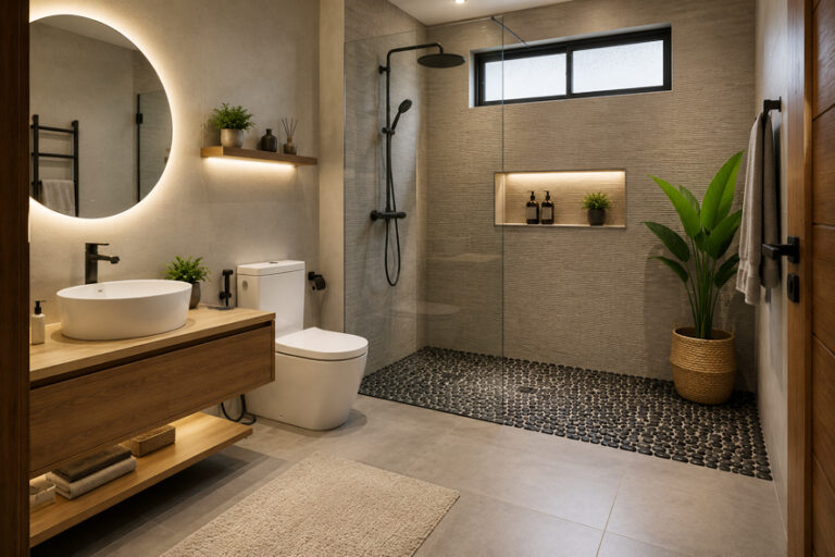pebble floor kamar mandi