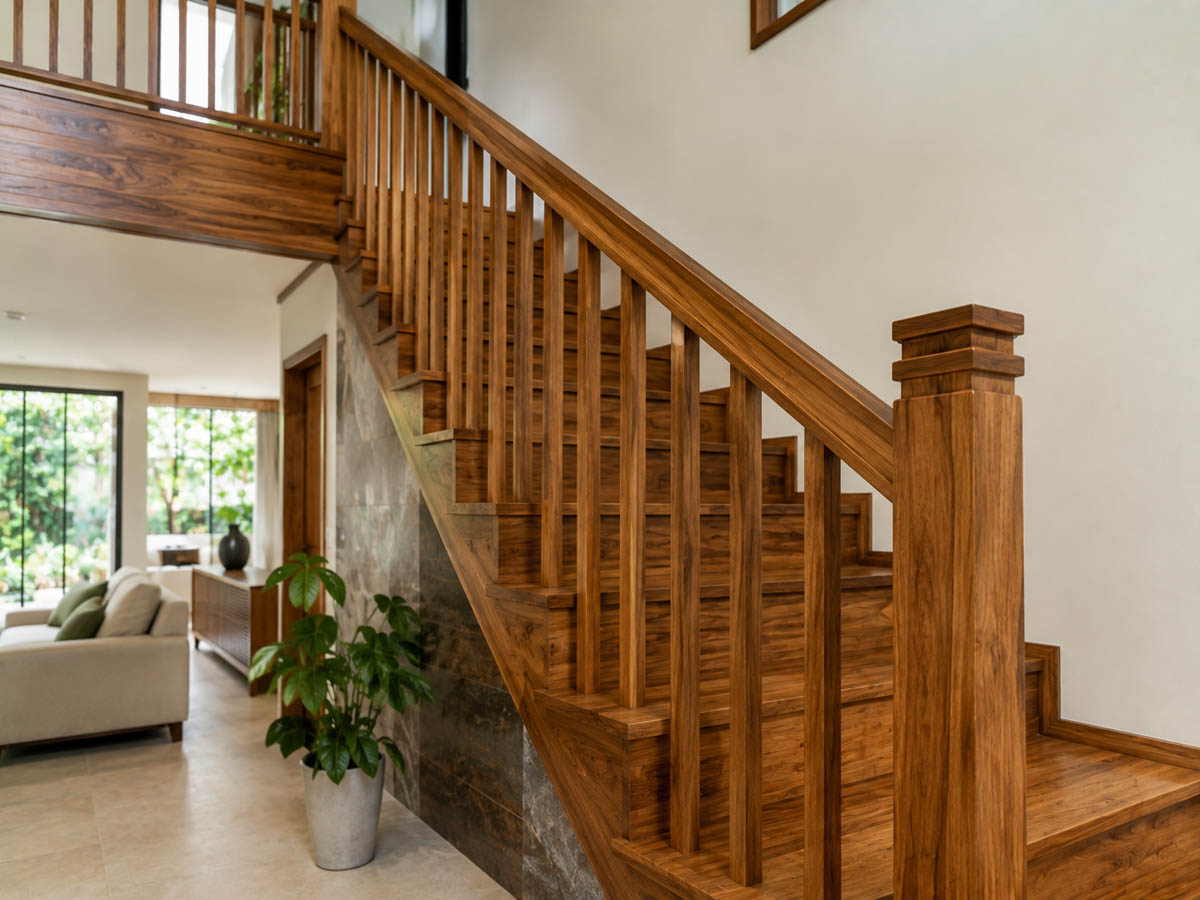 railing tangga kayu jati